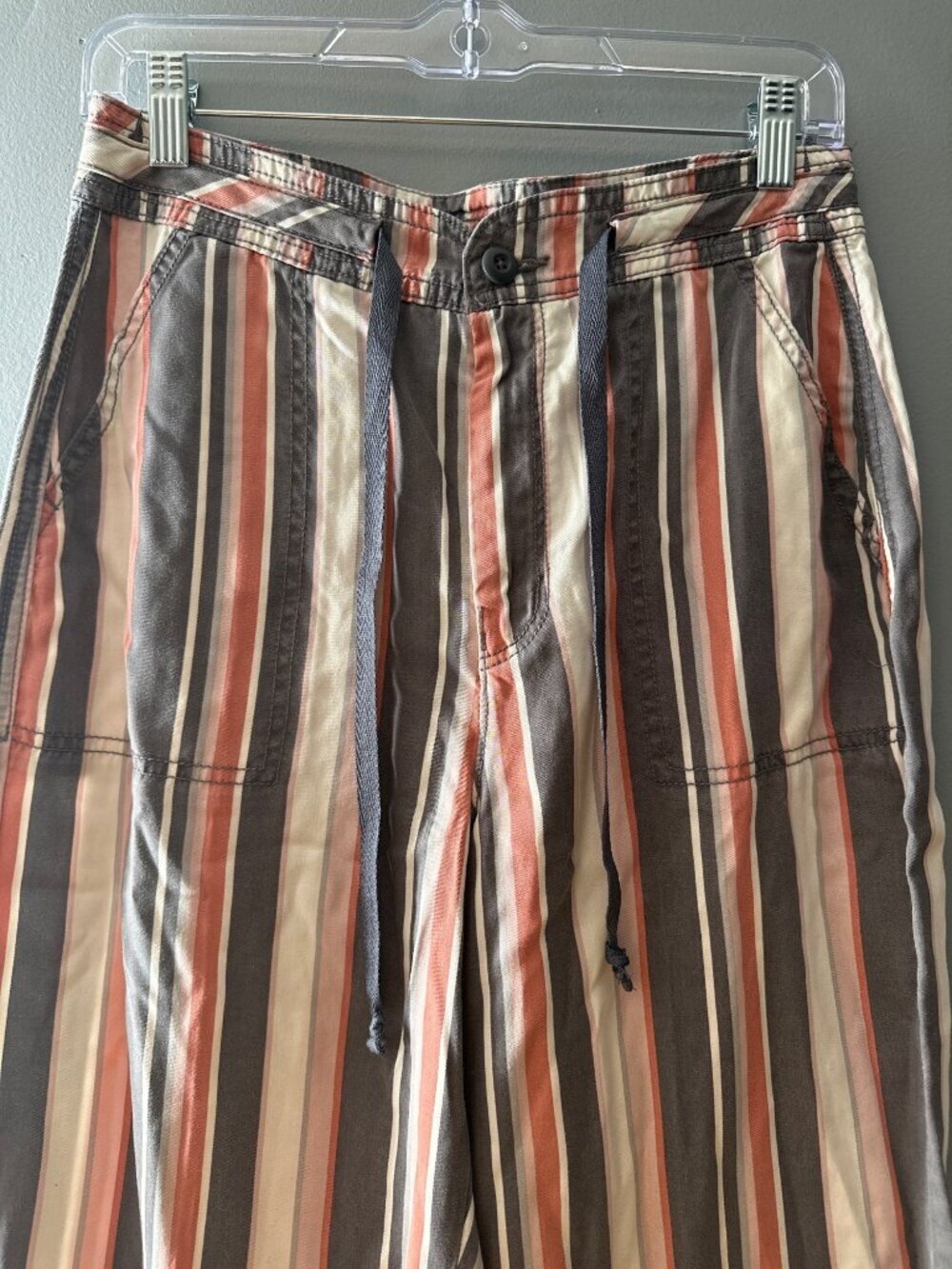 American Eagle Size 4 Striped Wide Leg Capri Pants Coastal Preppy Casual Summer - Picture 2 of 6